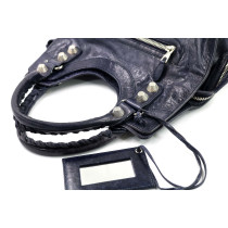 Balenciaga Motocross Bag Pelle Blu Indaco