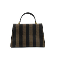Fendi Pequin Top Handle Tela Marrone e Nera