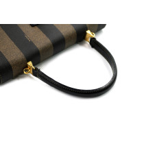 Fendi Pequin Top Handle Tela Marrone e Nera