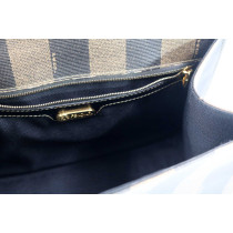 Fendi Pequin Top Handle Tela Marrone e Nera