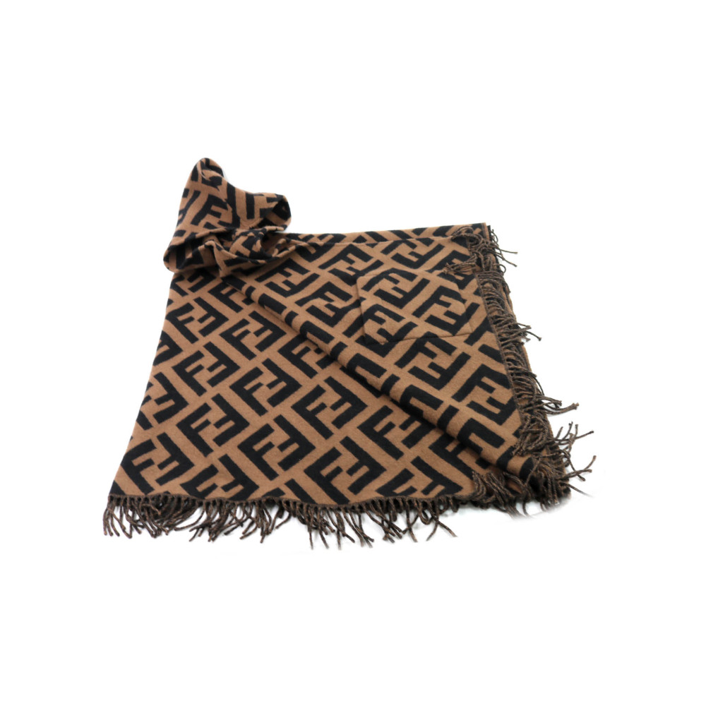 Fendi Poncho FF Cashmere Marrone e Nero