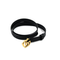 Gucci cintura 75 GG fibia lucida pelle nera