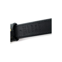 Gucci cintura 75 GG fibia lucida pelle nera