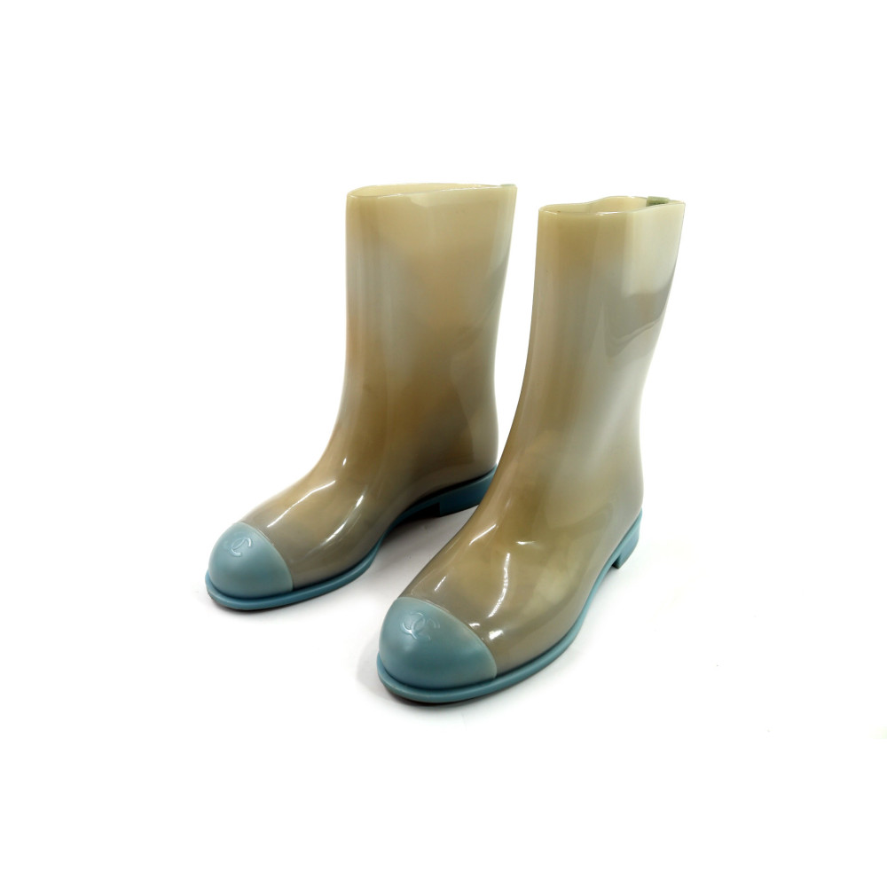 Chanel Stivaletti da Pioggia Gomma Azzurra