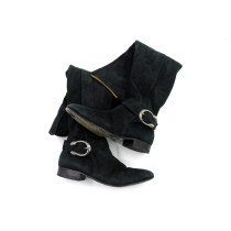 Gucci Stivali Cuissards Pelle Scamosciata Nera