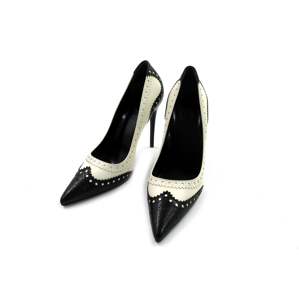 Gucci Escarpins en Cuir Blanc et Noir