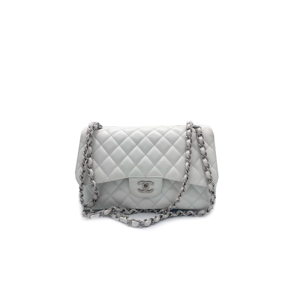 Chanel Jumbo Pelle Caviar Bianca