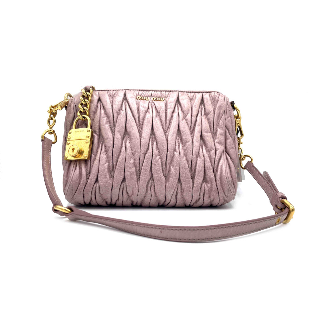 Miu Miu Pochette Goffrata Pelle Matelassè Rosa Cipria