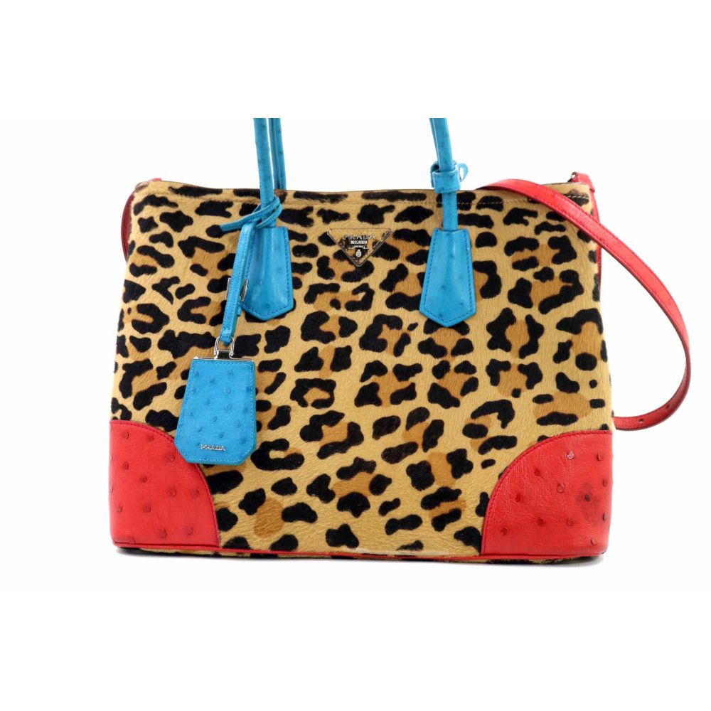 Prada Shopping Pelle di Struzzo e Cavallino Multicolor