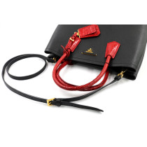 Prada Double Medium Pelle Saffiano Nero e Rosso