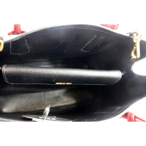 Prada Double Medium Pelle Saffiano Nero e Rosso