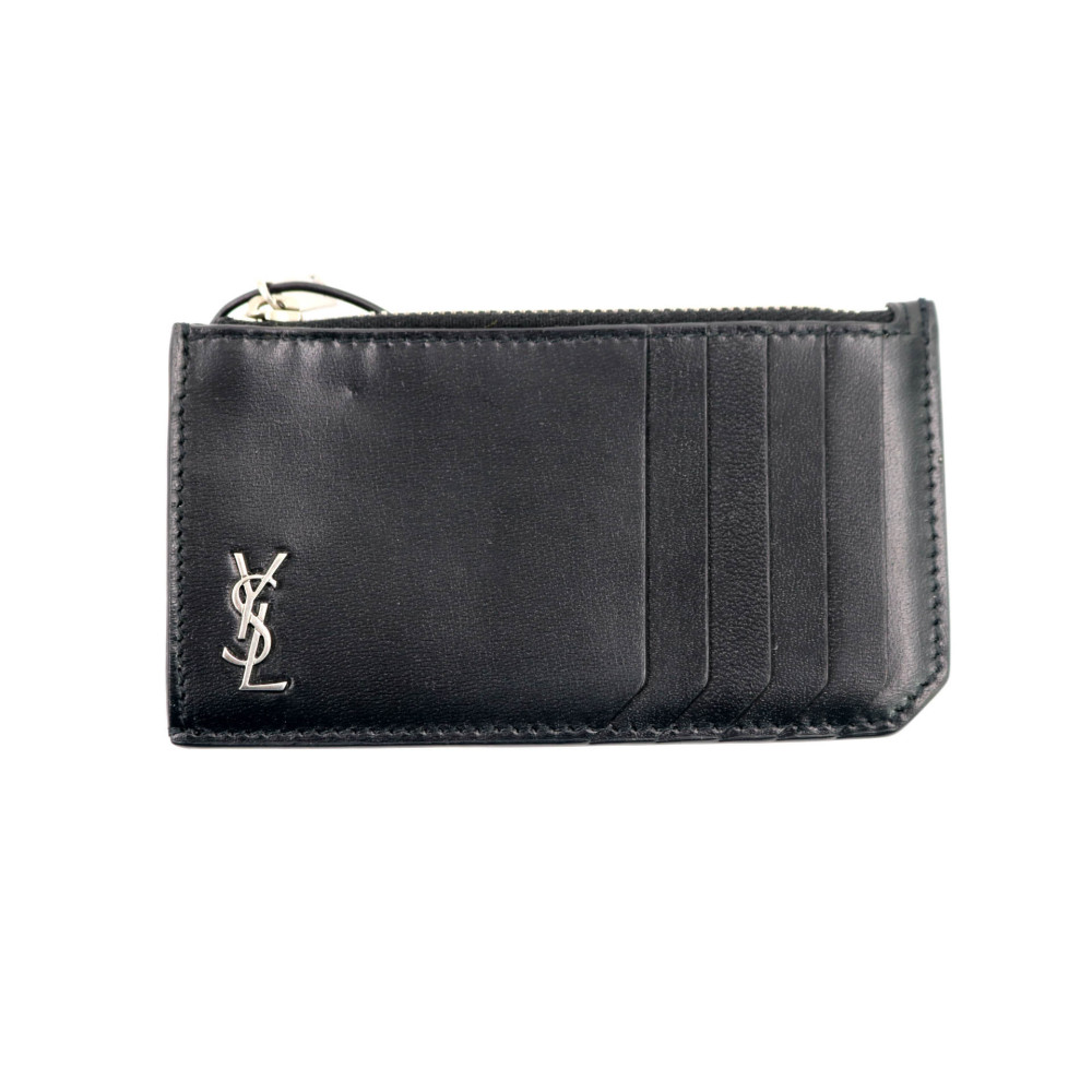 Saint Laurent Portacarte Verticale Pelle Nera
