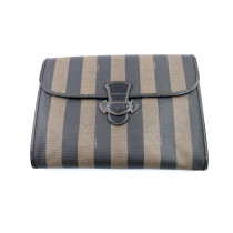 Fendi Pochette Tela Marrone e Beige