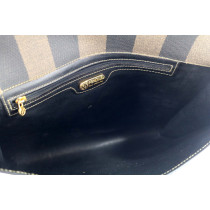 Fendi Pochette Tela Marrone e Beige