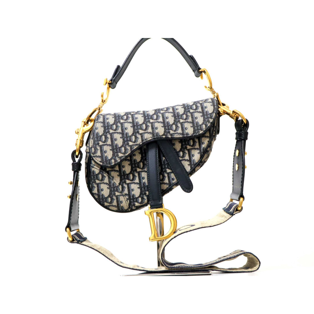 Dior Saddle Mini Oblique Jacquard Leinwand Blau