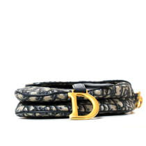 Dior Saddle Mini Tela Jacquard Oblique Blu