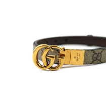 Gucci Cintura Reversibile GG Beige e Pelle Marrone