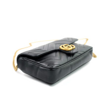 Gucci Borsa a Spalla GG Marmont Misura Piccola Pelle Nera