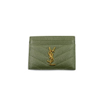 Saint Laurent Portacarte Pelle Verde Salvia