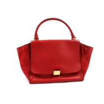 Cèline Trapeze Pelle e Pelle Scamosciata Rossa