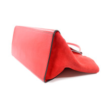 Cèline Trapeze Pelle e Pelle Scamosciata Rossa