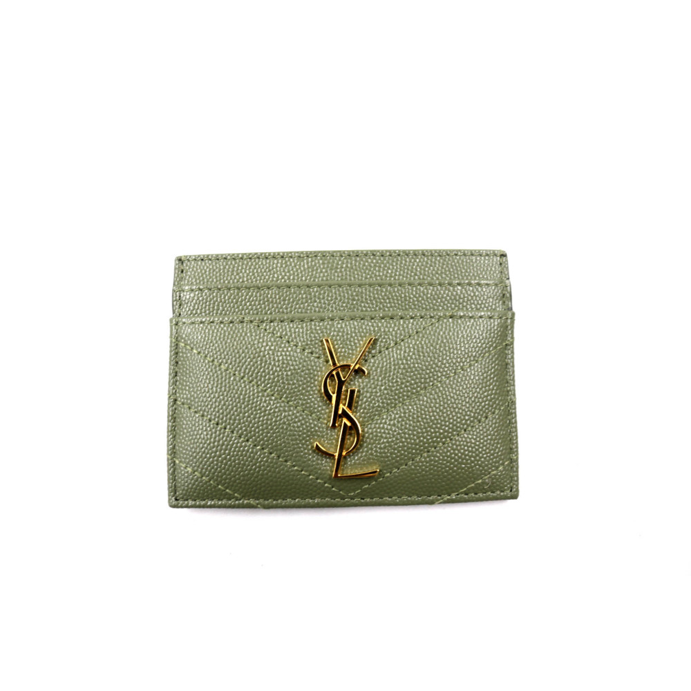 Saint Laurent Portacarte Pelle Verde Oliva