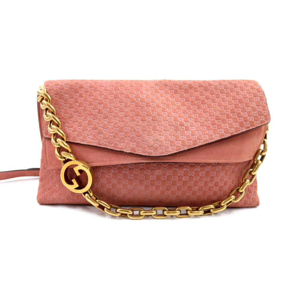 Gucci Interlocking Pelle Scamosciata Rosa