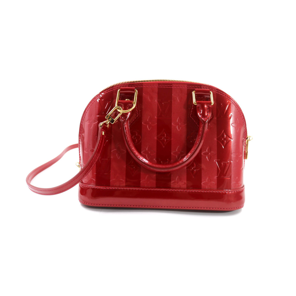 Louis Vuitton Alma BB Rayures Vernis Red Purple