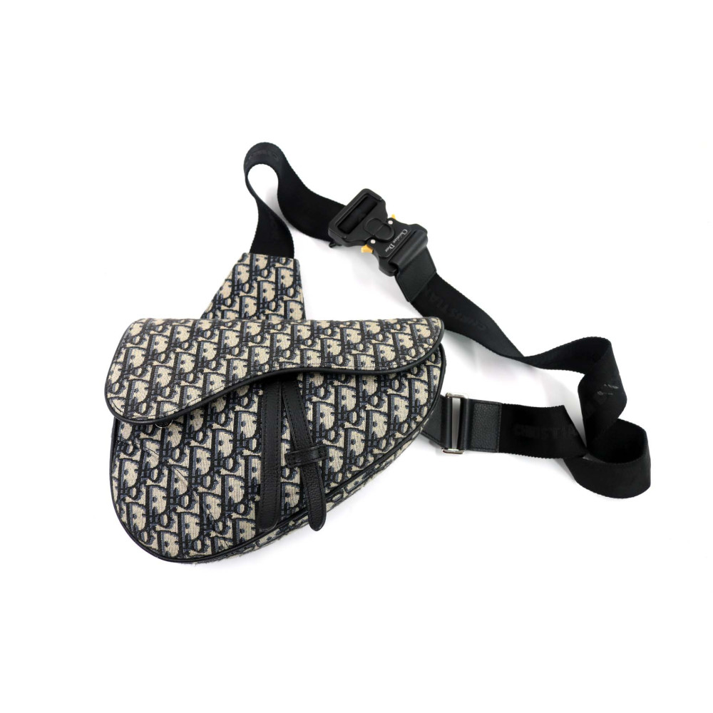 Dior Saddle Tela Jaquard Oblique Blu