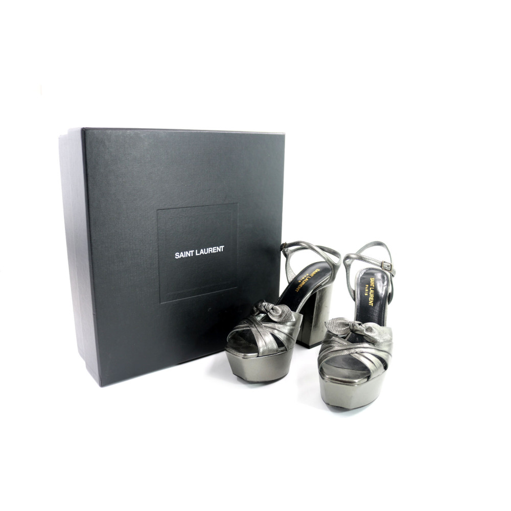 Saint Laurent Sandali Zeppa Pelle Canna di Fucile