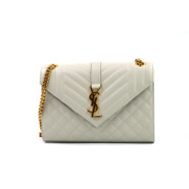 Saint Laurent Envelope Medium in Pelle bianco avorio