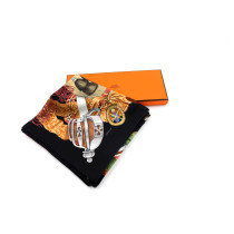 Hermes Foulard Scotland Seta Nero e Arancio