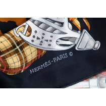 Hermes Foulard Scotland Seta Nero e Arancio