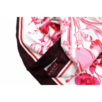 Gucci Foulard Seta Rosa, Bordeaux e Bianca