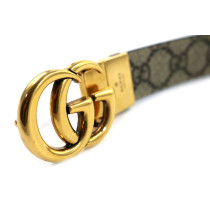 Gucci Cintura 85 GG reverse Beige e Pelle Nera