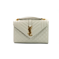 Saint Laurent Envelope Medium in Pelle Trapuntata Grain De Poudre Bianca