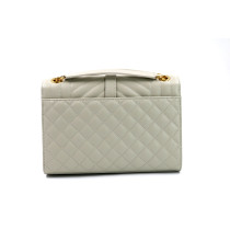 Saint Laurent Envelope Medium in White Quilted Grain De Poudre Leather