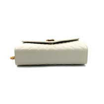 Saint Laurent Envelope Medium in White Quilted Grain De Poudre Leather