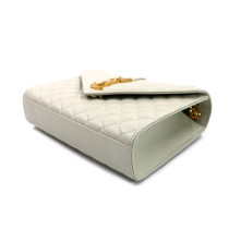 Saint Laurent Envelope Medium in White Quilted Grain De Poudre Leather