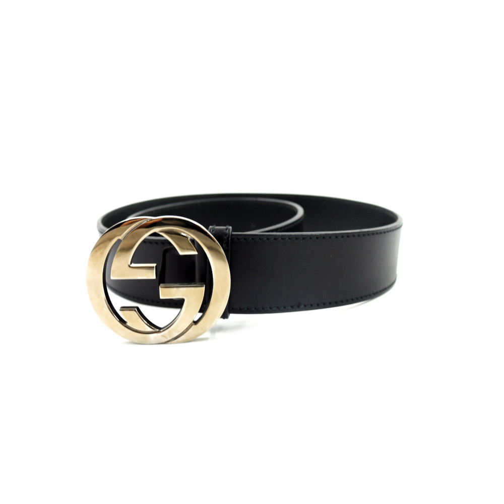 Gucci Cintura Interlocking Pelle Nera