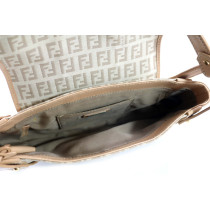 Fendi Pochette Tela e Pelle Beige