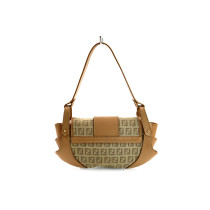 Fendi Pochette Tela e Pelle Beige
