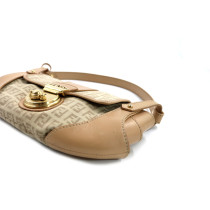 Fendi Pochette Tela e Pelle Beige