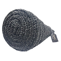 Saint Laurent Secchiello Rafia e Pelle Nera