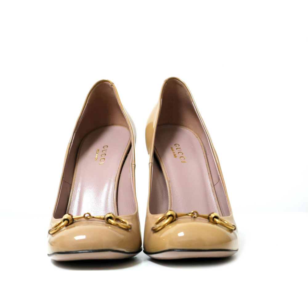 Gucci Decollete Jolene Horsebit Vernis Beige