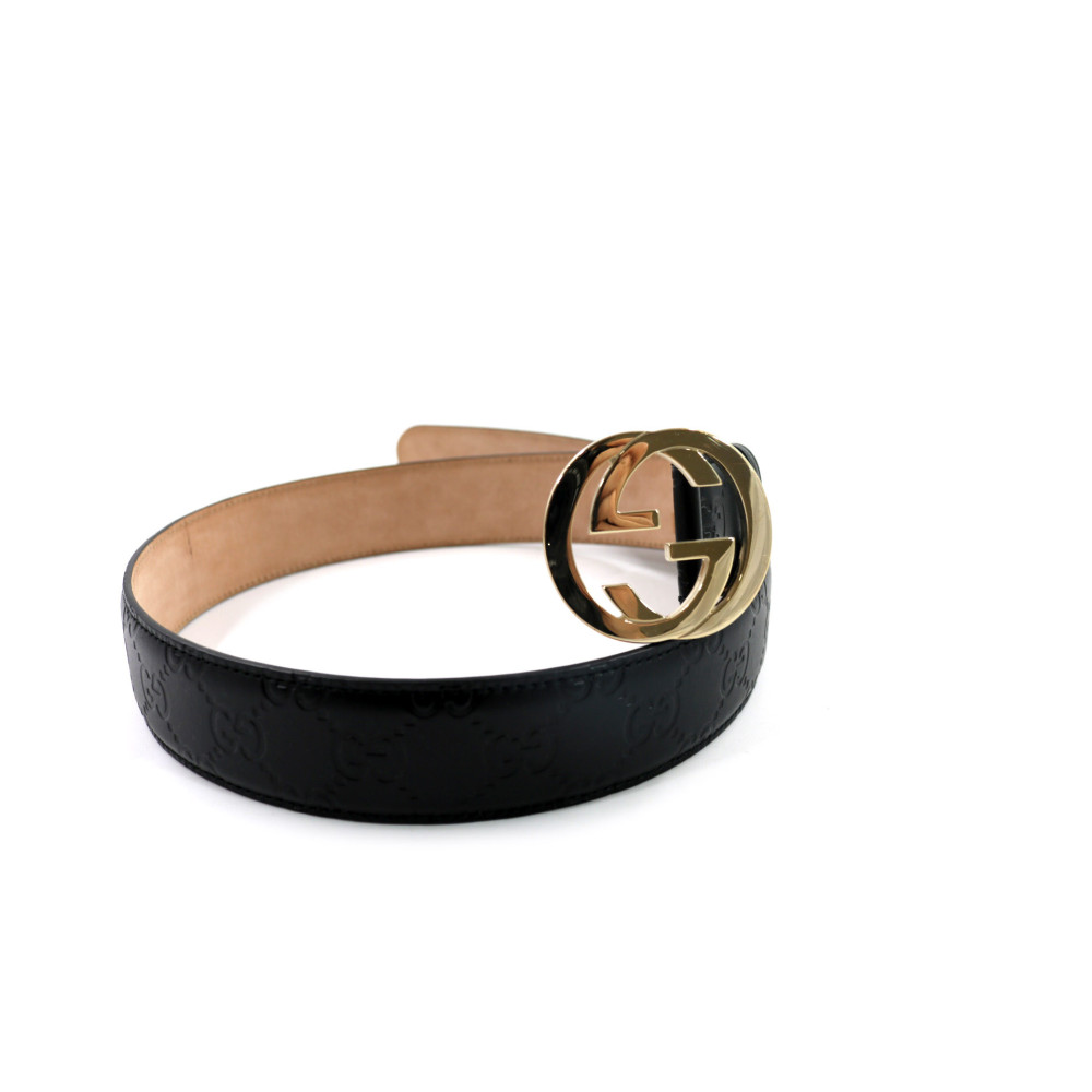 Gucci Cintura Interlocking Pelle Guccissima Nera