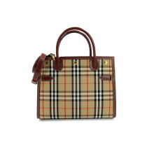 Burberry Title Bag Small Check Marrone