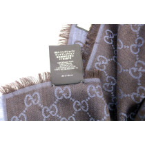 Gucci Sciarpa Lana e Seta Nera e Blu