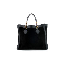 Gucci Shopping Bamboo Tote Pelle Scamosciata Nera