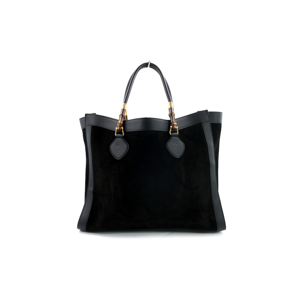Gucci Shopping Bamboo Tote Pelle Scamosciata Nera